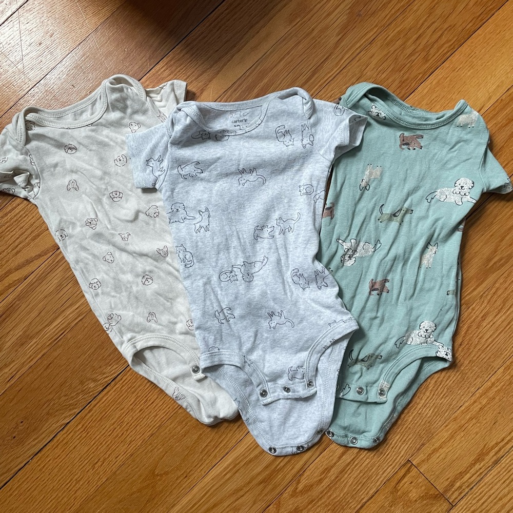 Carter's Kids Bodysuits - Cream, Gray, Green